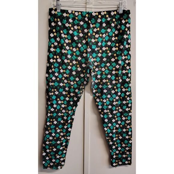 No Boundaries Women's XL Green and Gold Shamrock Ankle Leggings - Picture 2 of 6